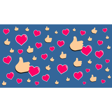 collection of love and likes vector images on a blue backgroundのイラスト素材
