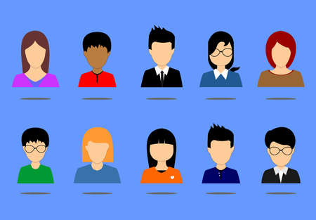 collection of vector images of various kinds of men and womenのイラスト素材