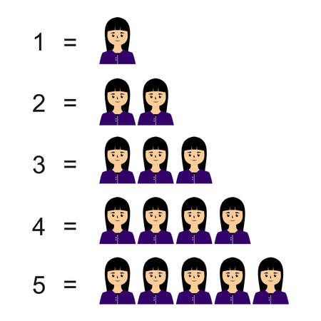 counting numbers from one to five using the female image object in blueのイラスト素材