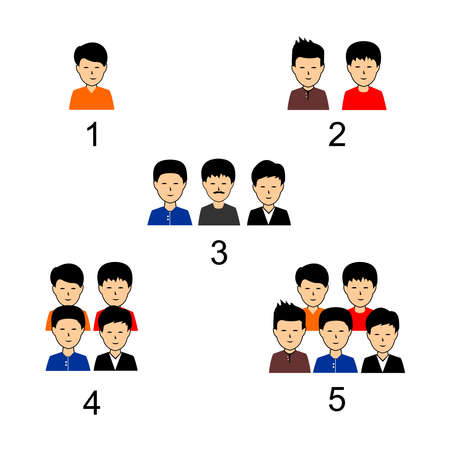 counting numbers one to five using the male image objectのイラスト素材