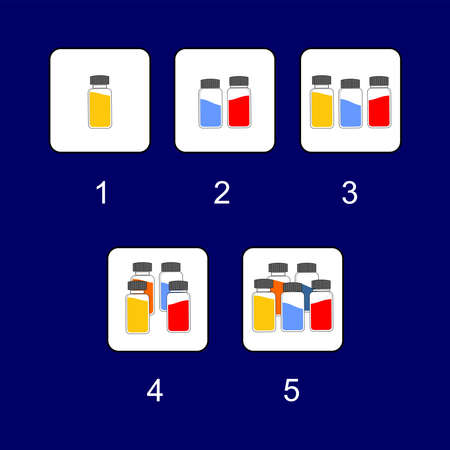 counting numbers from one to five using a small bottle on a dark blue backgroundのイラスト素材