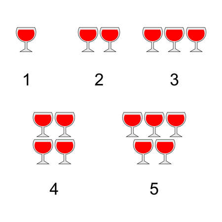 counting numbers one to five using a red glass imageのイラスト素材