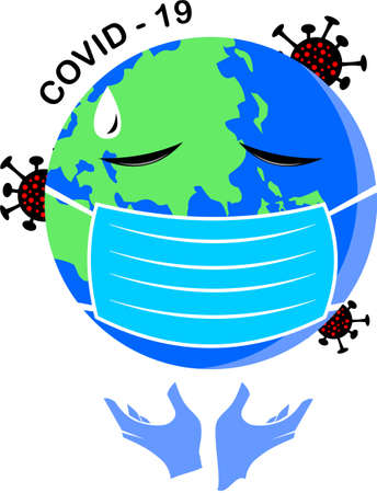 earth with maskのイラスト素材