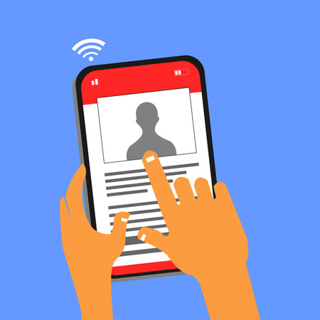 image of a finger pressing the hand phone buttonのイラスト素材