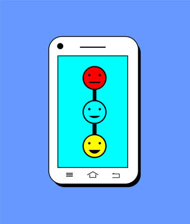 emoticons in smartphoneのイラスト素材
