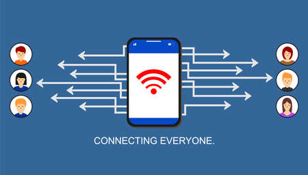 hand phone to connect everyoneのイラスト素材