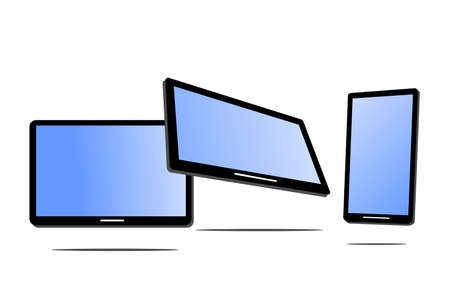 images of two tablets and one smartphoneのイラスト素材