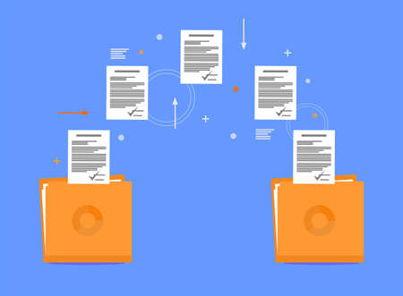 Draw two folders and some paper documentsのイラスト素材