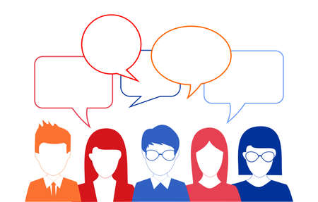 Image of several people and some transparent colored bublesのイラスト素材