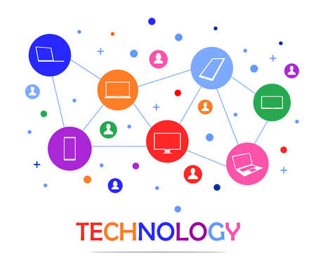 image of computer laptop smart phone tablet and people iconのイラスト素材