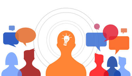 a picture of several transparent colored people and various colored bubbles on itのイラスト素材