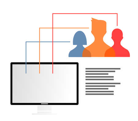 computer and some transparent people on top of itのイラスト素材