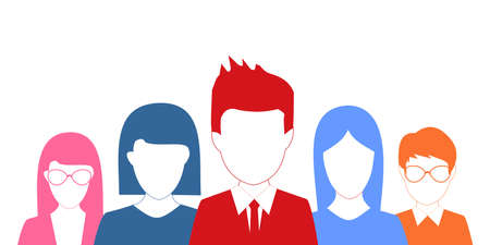 several people of various types and various colorsのイラスト素材