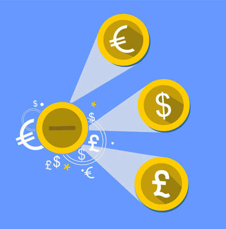 image of currency symbol and some money iconsのイラスト素材