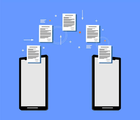 two smartphones and some document paper on itのイラスト素材