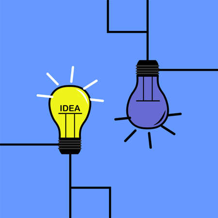 two different colored light bulbsのイラスト素材