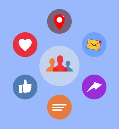 collection of various icons in bubleのイラスト素材