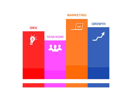 Graphic images of various transparent colors and entrepreneurial icons in itのイラスト素材