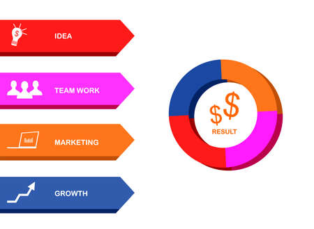 arrows and circles of various colors indicate and icon of the entrepreneurial processのイラスト素材