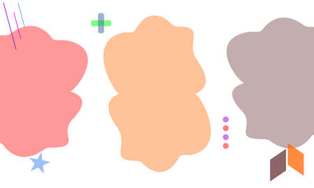 three bubbles of various colors and various icons around themのイラスト素材