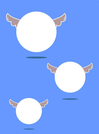 drawing of three winged circles and different sizesのイラスト素材