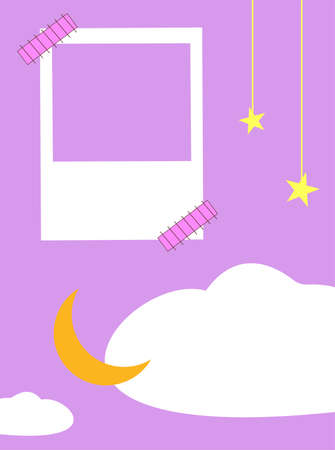 image of squares and icons of stars, moon and cloudsのイラスト素材