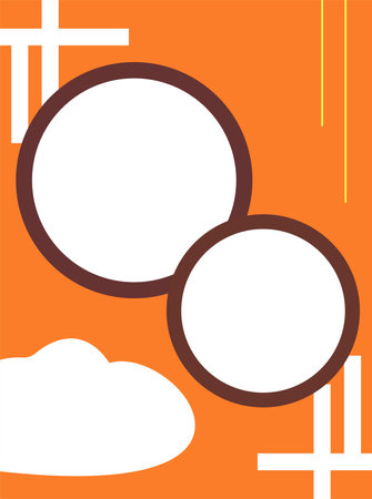 two overlapping circles with squares, lines and bubblesのイラスト素材