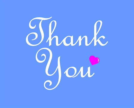 thank you sentence and love icon on blue backgroundのイラスト素材