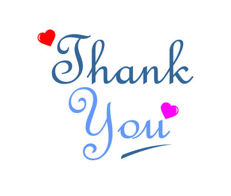 a thank you sentence with a love icon on either sideのイラスト素材