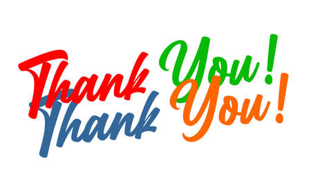 sentence thank you in various colors on a white backgroundのイラスト素材