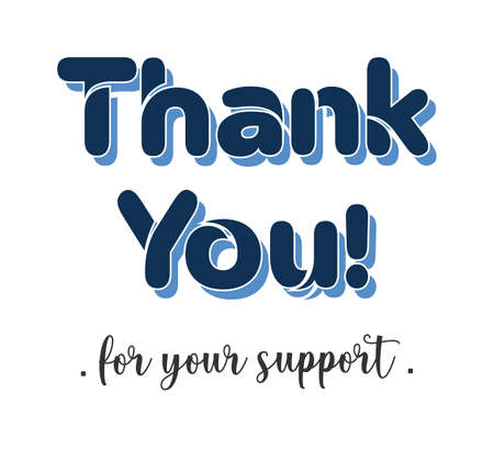 sentence thank you for your support in blue and blackのイラスト素材