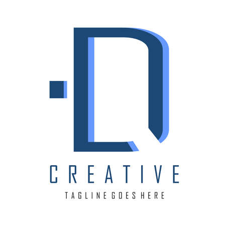 letter D logo in light and dark blueのイラスト素材