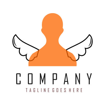 Transparent orange winged person iconのイラスト素材