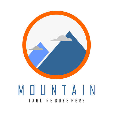 mountainous design inside an orange circleのイラスト素材