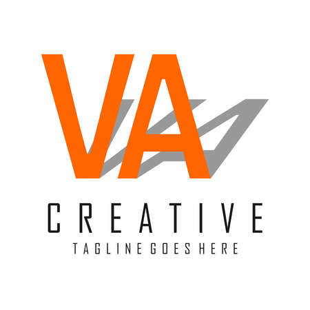 design of the letters V and A in orange shade of grayのイラスト素材