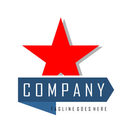 red star symbol logo with ribbon under itのイラスト素材