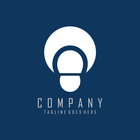 abstract logo design in white on blue backgroundのイラスト素材