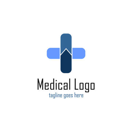 medical logo in the form of a plus sign in dark and light blueのイラスト素材