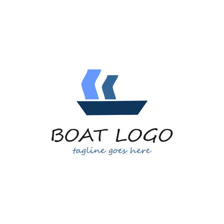 abstract logo shaped blue boatのイラスト素材