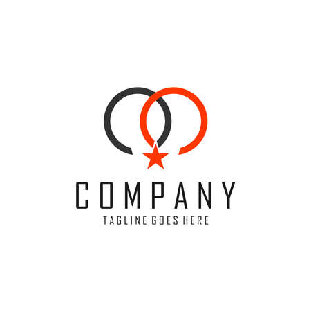 two circles joined and above the star symbolのイラスト素材