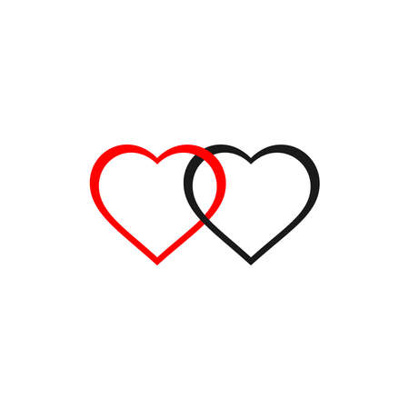 two interlocking red and black love iconsのイラスト素材