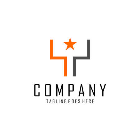 star symbol above two orange and dark gray buffer squaresのイラスト素材