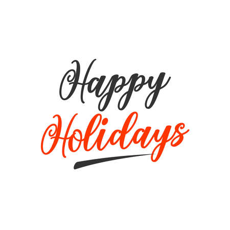black and orange happy holidays sentencesのイラスト素材