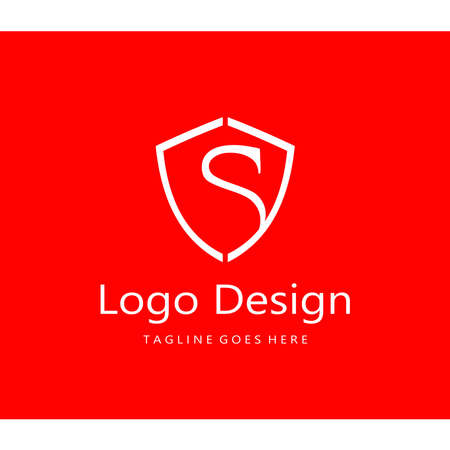 letter S logo inside the shieldのイラスト素材