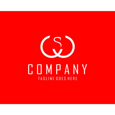 abstract logo letter S in the middle of two truncated circlesのイラスト素材