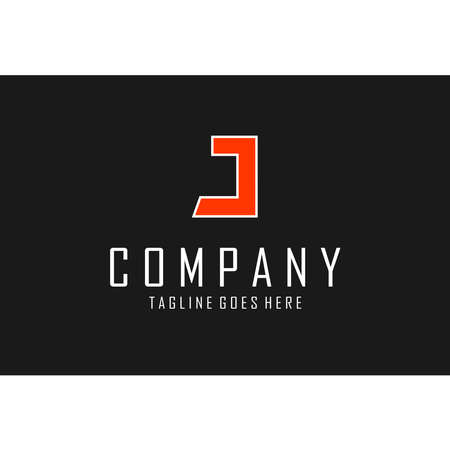 J letter logo in orange color with white outlineのイラスト素材