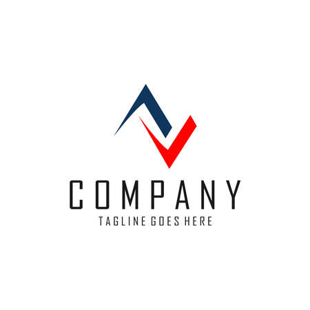 abstract logo in the form of a blue and red triangleのイラスト素材