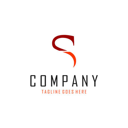 abstract logo letter S, a combination of maroon and orange colorsのイラスト素材