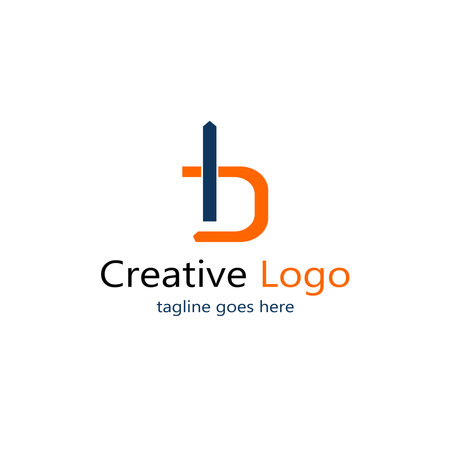logo letter B a combination of blue and orangeのイラスト素材
