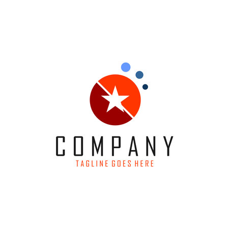 star symbol in the center of the circle and some blue circles on itのイラスト素材